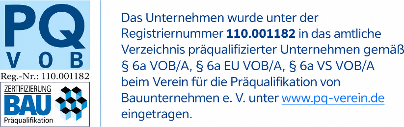 PQ-VOB-Nachweis mit Registriernummer 110.001182